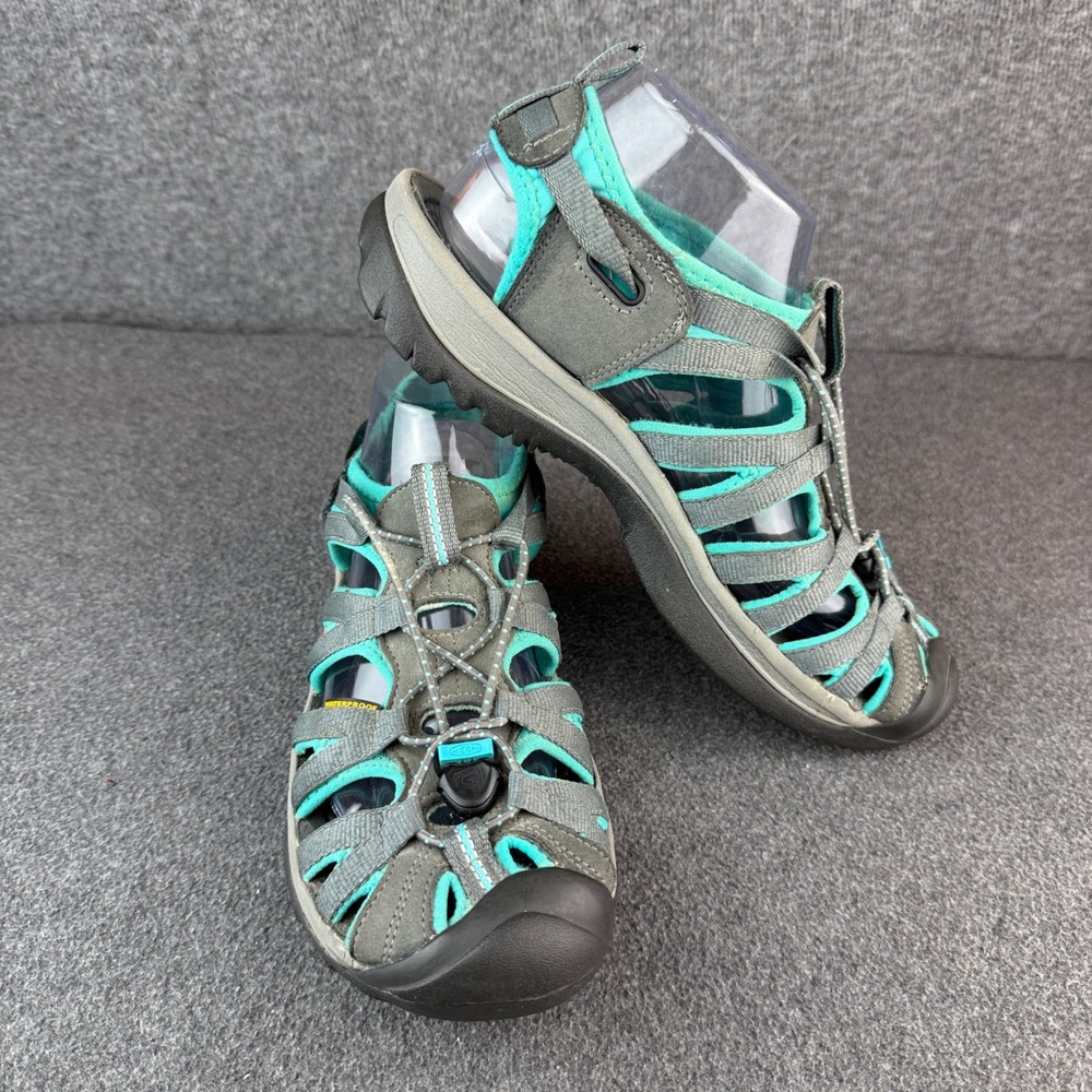 KEEN Whisper Sandals Womens 9 Gray Teal Waterproof Hiking Sport 1003717